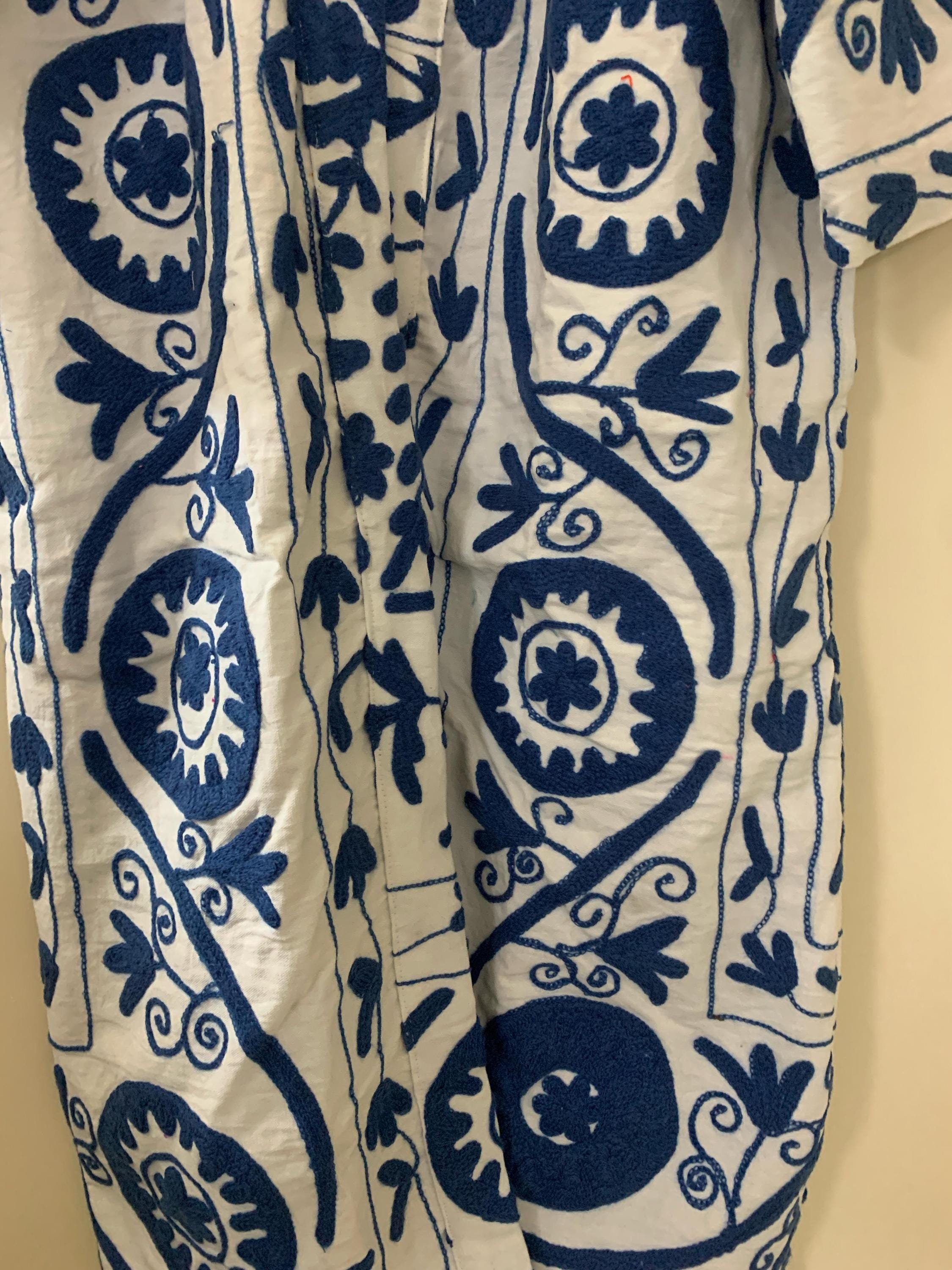 Bohemian Hand Embroidered Kimono | Canvas Cotton Duster | Kimono Jacket | Unique Gift for Her | Dressing Gown | Floral Long Summer Kimono
