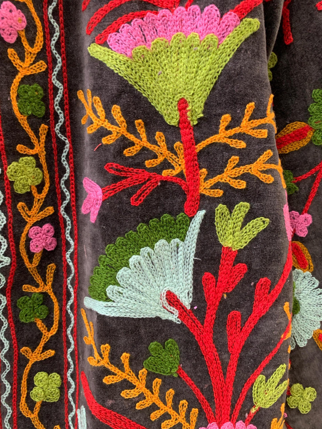 Embroidered Velvet Suzani Winter Jacket | Indian Boho Style Coat | Spring Bomber Jacket | Gift For Her | Suzani Outerwear | Duster Jacket