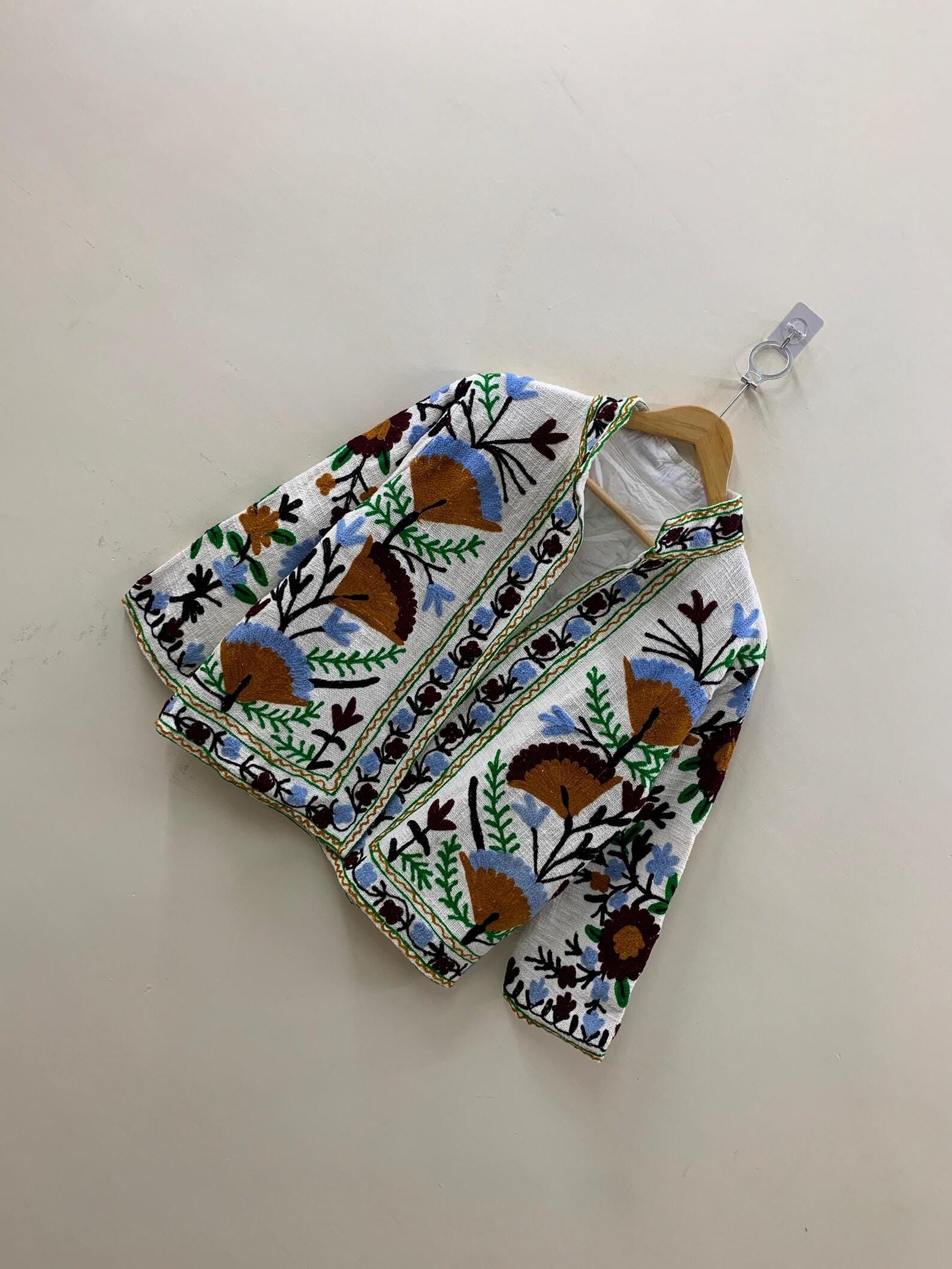 Handmade Soft TNT Fabric Suzani Jacket | Modern Short Chic Coat | Boho Embroidered Women’s Jacket | Unique Gift for Her