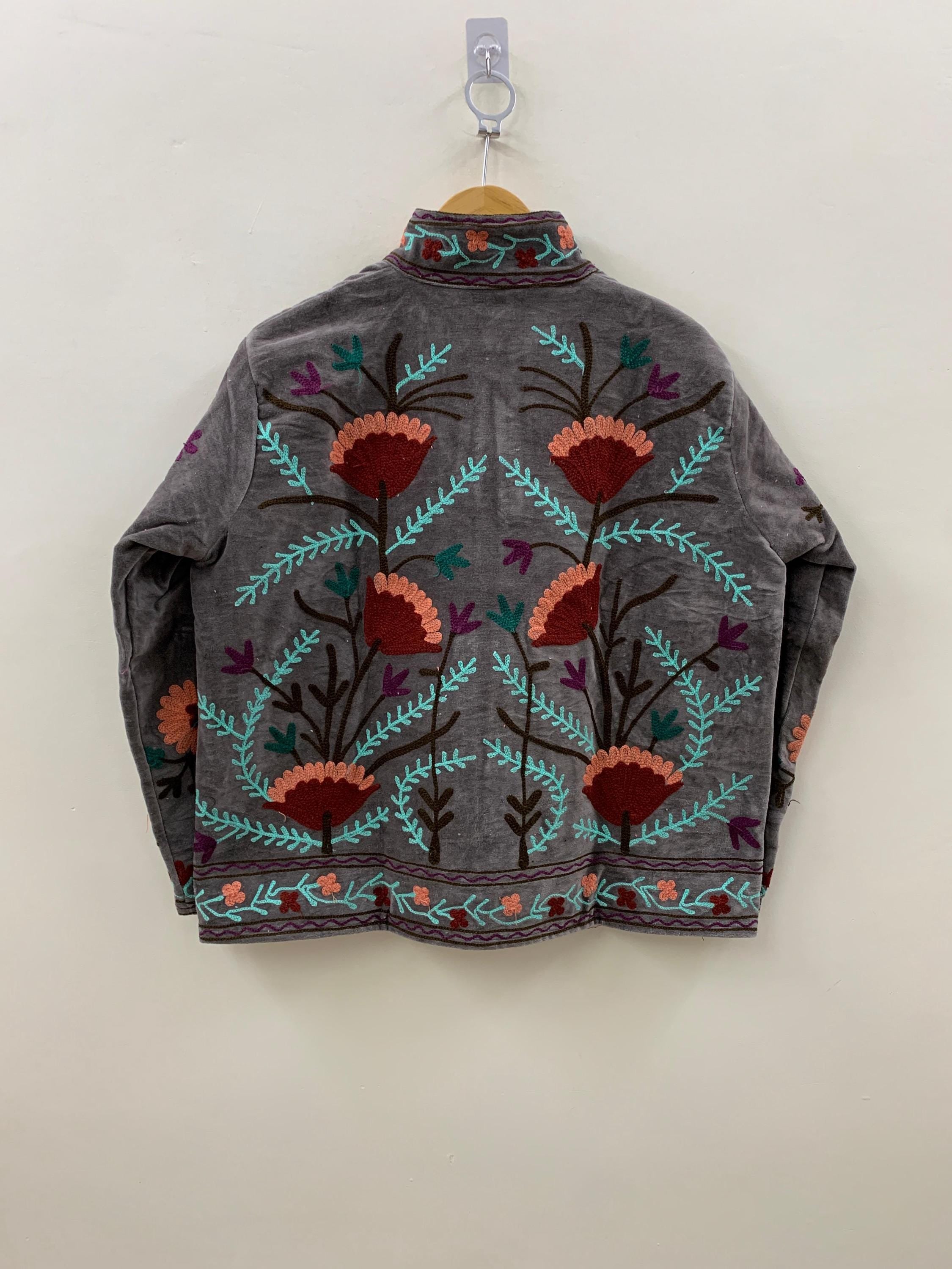 Embroidered Suzani Short Velvet Jacket | Winter Coat | Short Jacket | Artisan Suzani Velvet Jacket | Gift For Her |Vintage Jacket