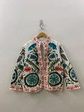 Suzani TNT Fabric Short Spring Jacket | Duster TNT Jacket | Button Winter Outerwear Jacket |Spring Bomber Coat| Gift For Her | TNT Coat