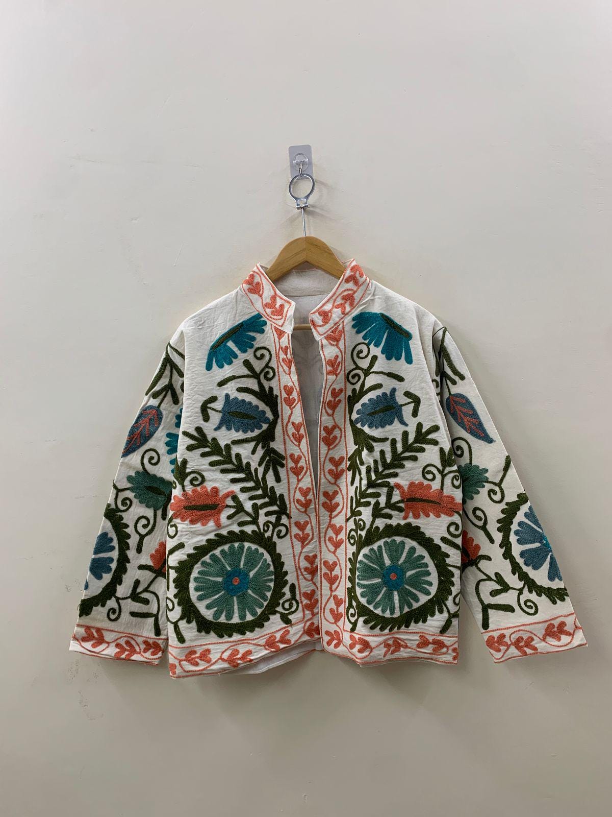 Suzani TNT Fabric Short Spring Jacket | Duster TNT Jacket | Button Winter Outerwear Jacket |Spring Bomber Coat| Gift For Her | TNT Coat