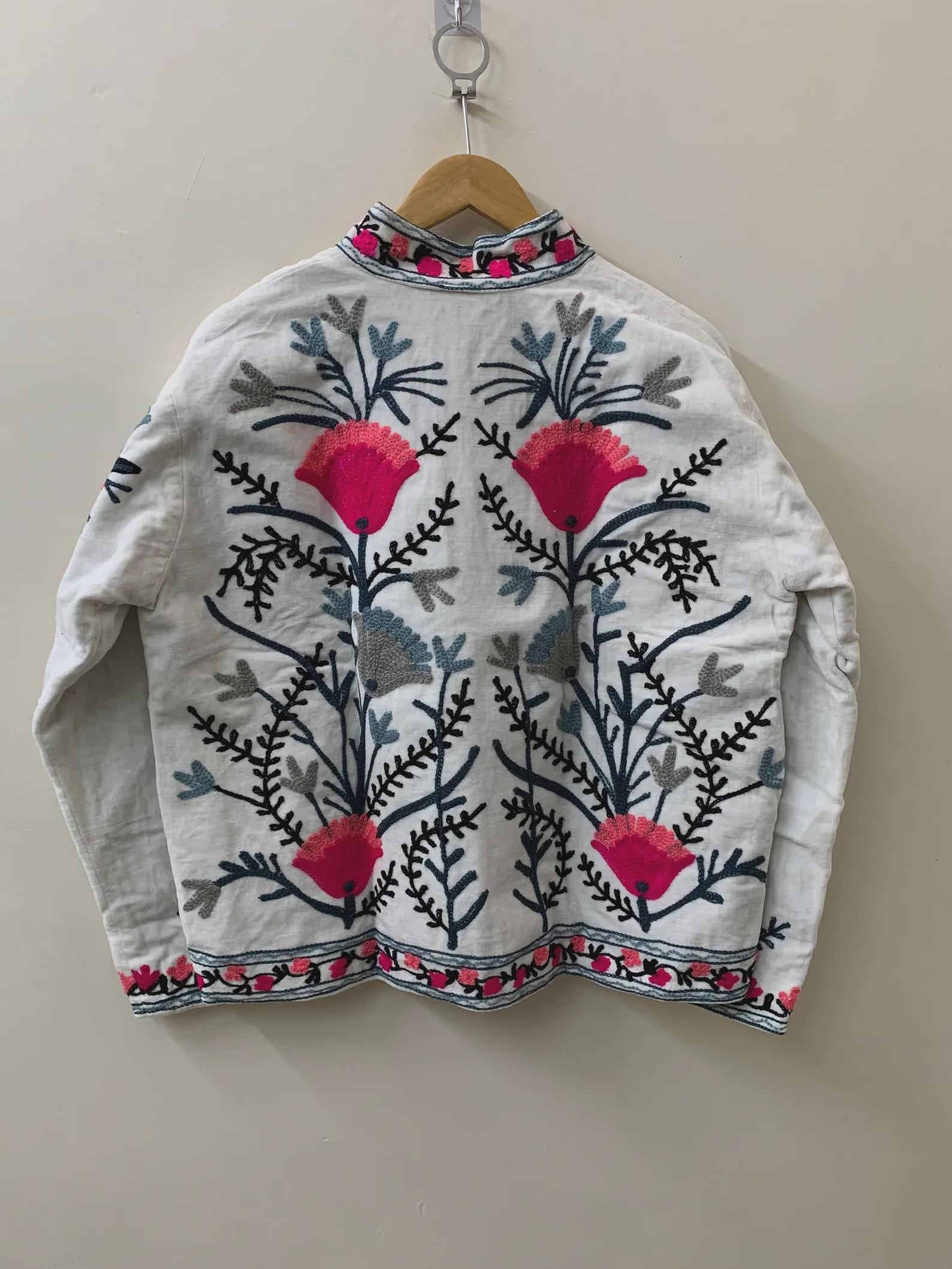 Handmade Suzani Embroidered Velvet Winter Jacket | Traditional Ethnic Boho Short Coat | Festival Kimono Outerwear | Gift for Her