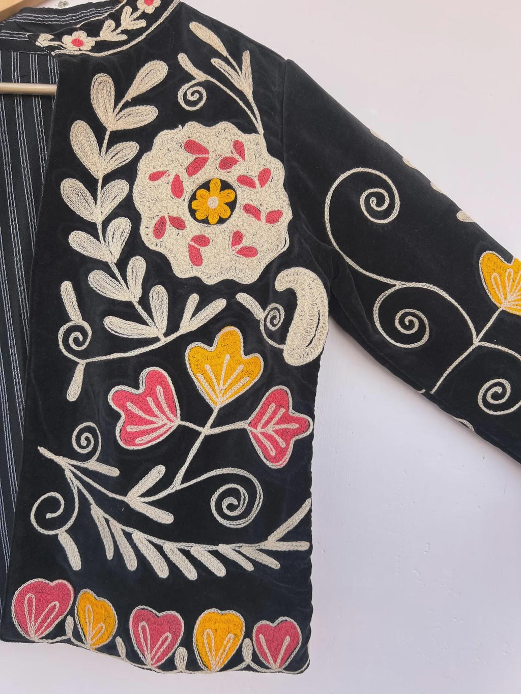 Velvet Suzani Embroidered Jacket | Boho Festival Coat | Gift For her