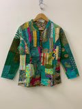 Reversible Silk Patchwork Kantha Jacket Blazer | Buttoned Boho Quilted Coat | Handmade Vintage Fabric Jacket | Bohemian Outerwear |Gift idea