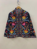 Velvet Suzani Floral Jacket | Women Winter Kimono Jacket | Embroidered Jacket | Winter Warm Coat | Handmade Jacket | Gift for Her