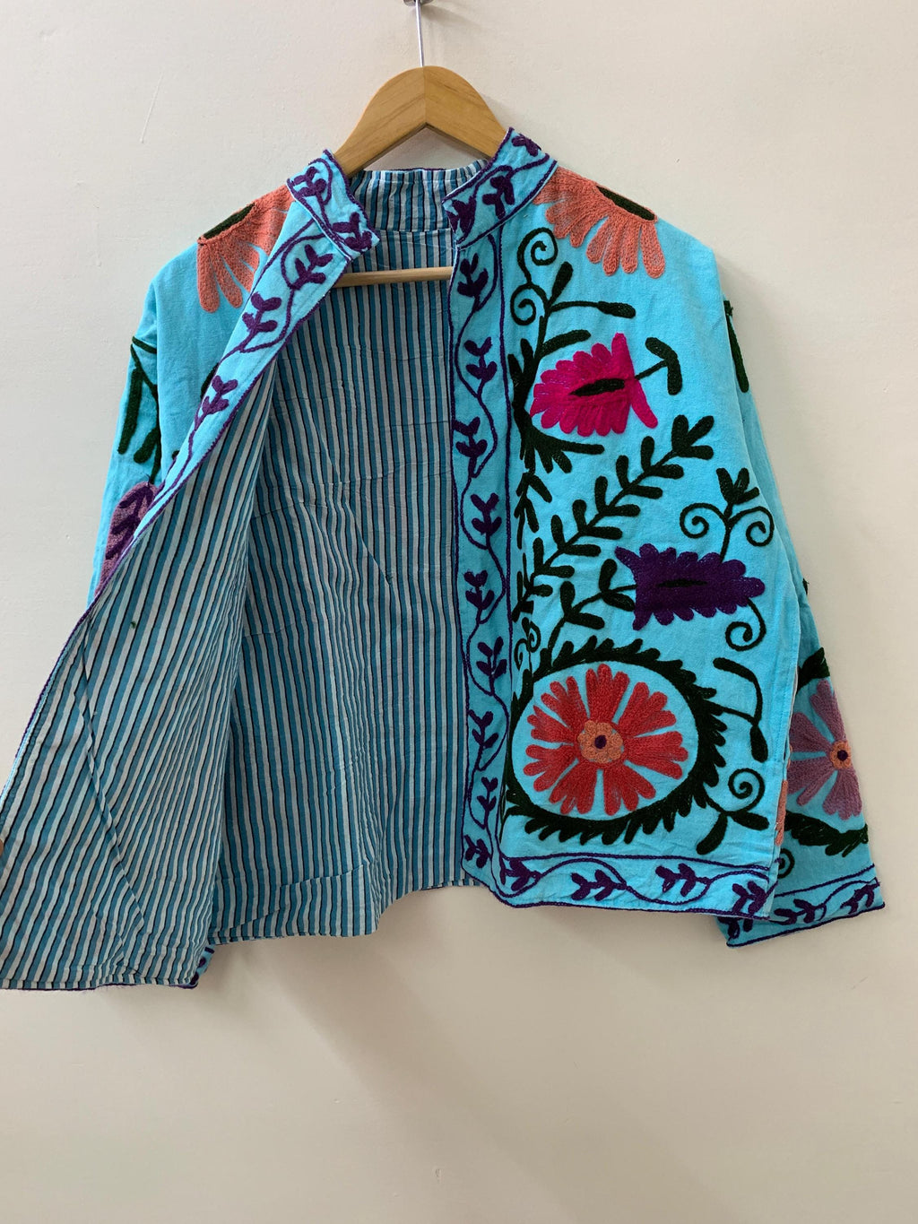 Women's Suzani Cotton Short Travel Jacket | Long Sleeve Button Summer Coat |Short Jacket | Spring Bomber Jacket |Gift For Her |Duster Jacket