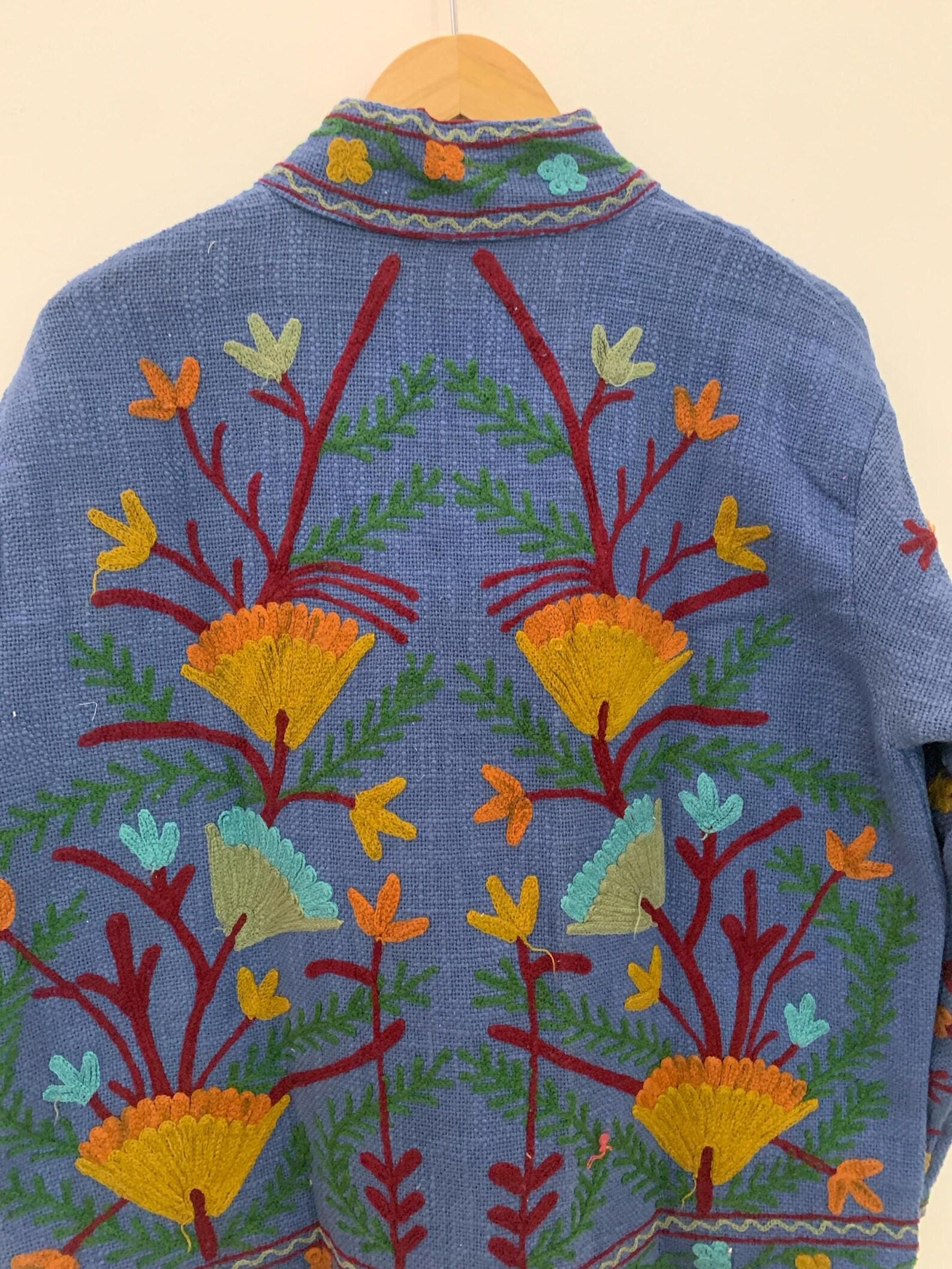 Embroidered TNT Suzani Short Summer Jacket | Floral Coat Robe | Ethnic Uzbek Textile | Festival Kimono Jacket |Warm Outerwear |Gift For Her