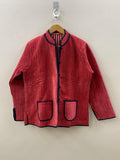 Red Quilted Velvet Solid Jacket | Quilted Velvet Coat | Buttoned Travel Jacket | Velvet Short Blazer | Winter Bomber Coat | Duster Jacket