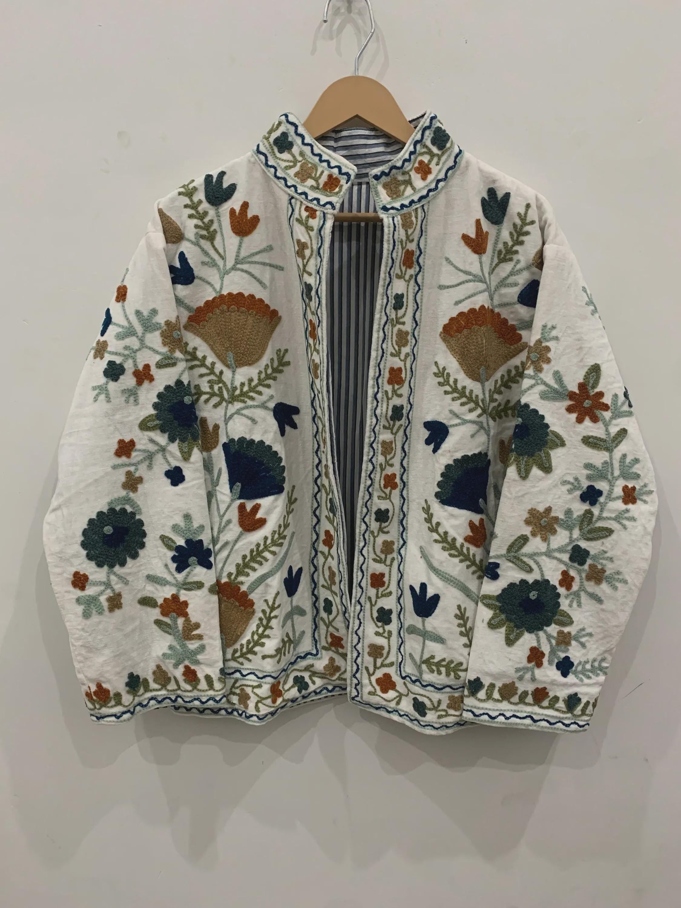 Luxurious Embroidery Suzani Velvet Winter Jacket, Suzani Floral Coat, Unisex Bomber Jacket, Winter Jacket, Women's Coat, Duster Boho Jacket