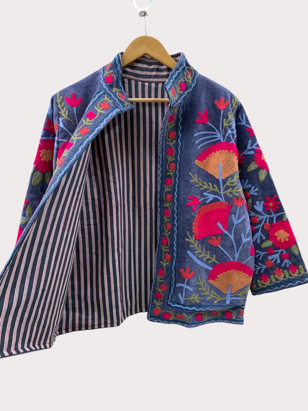 Velvet Suzani Jacket | Floral Embroidered Uzbek Coat | Boho Winter Outerwear | Vintage Bohemian Blazer | Women's Jacket | Gift for Her