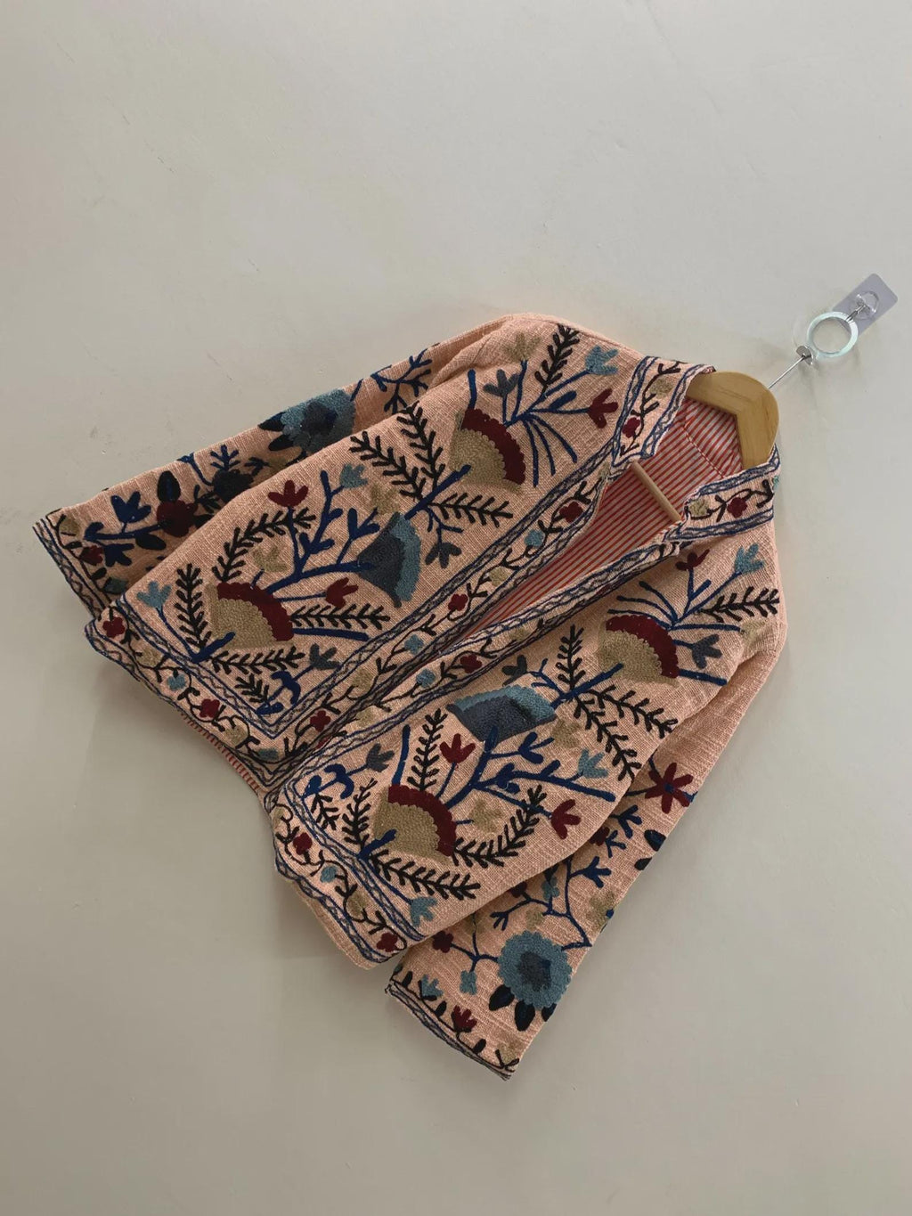Suzani Cotton Short Coat, Women's Jacket, Indian Cotton Handmade Embroidery Coat, Suzani Cotton Boho Jacket, Gift For Her, Boho Suzani Coat