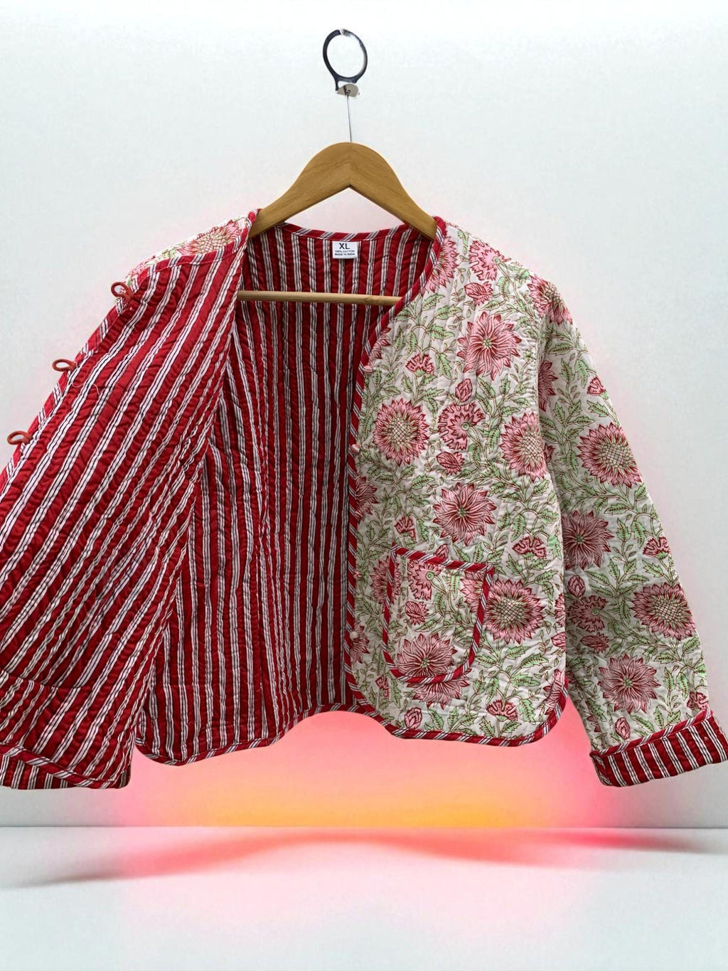 Floral Cotton Quilted Cropped Jacket |Women's Outerwear | Printed Lightweight Cropped Jacket | Spring Jacket |Bomber Jacket | Gift For Her |