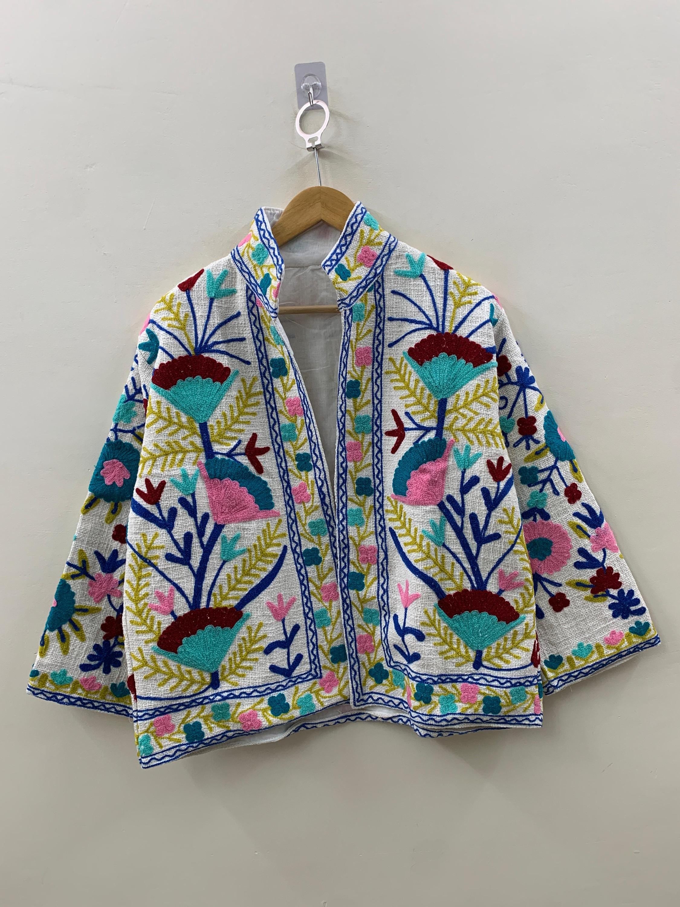 Suzani Jacket Handmade TNT | Uzbek Embroidered Kimono Jacket | Short Vintage Coat | Bohemian Outerwear | Winter Jacket Women | Gift for Her