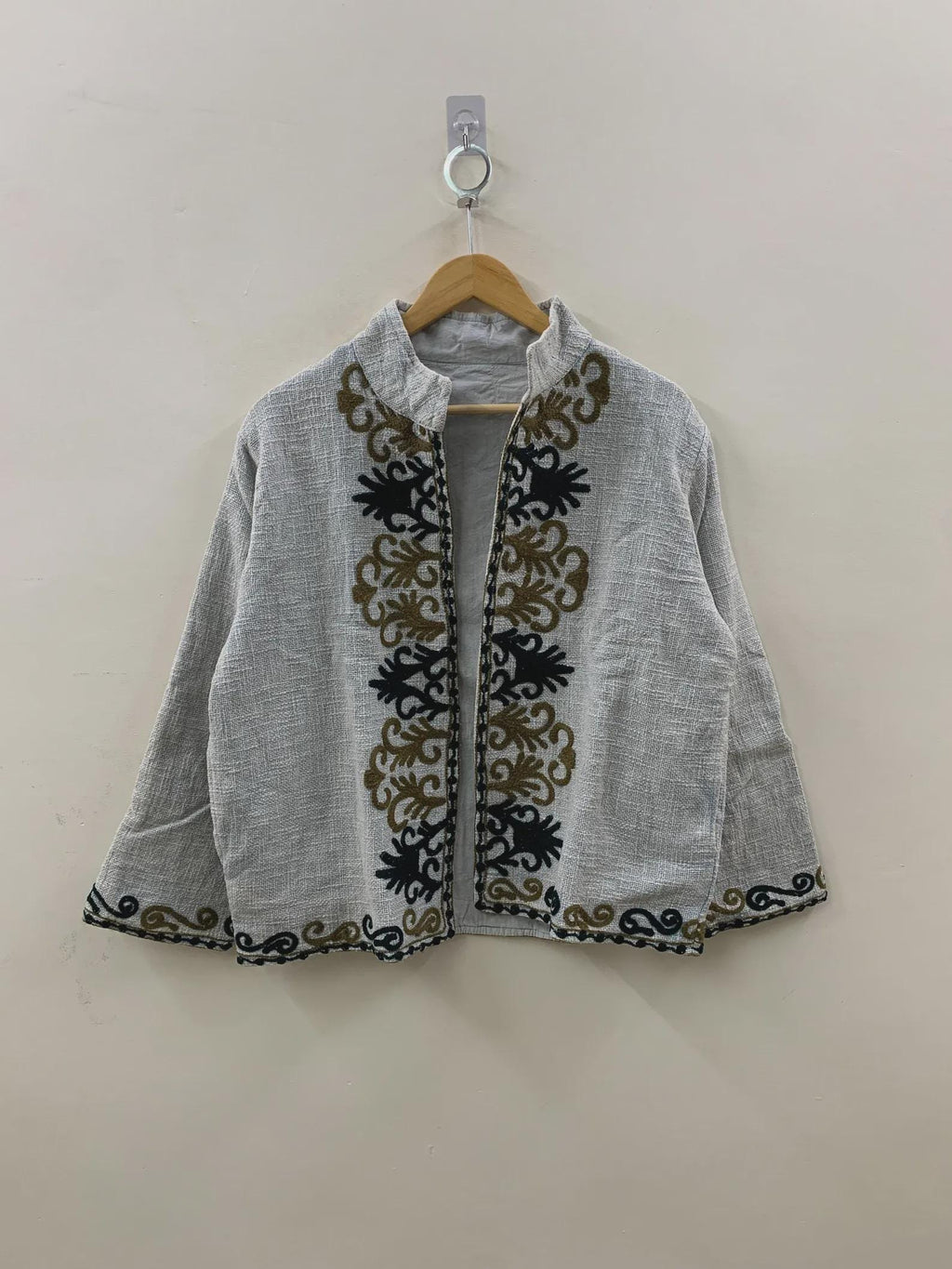 TNT Suzani Short Summer Jacket | Embroidered Floral Coat Robe | Ethnic Uzbek Textile | Festival Kimono Jacket |Warm Outerwear |Gift For Her