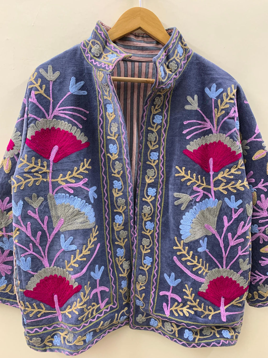 Suzani Embroidered Floral Winter Coat  |Short Velvet Jacket | Boho Festival Coat | Ethnic Outerwear | Cropped Bohemian Jacket | Gift For Her