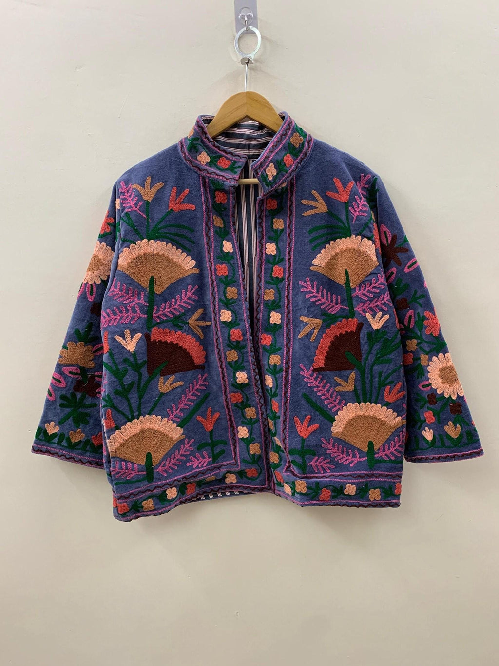 Indian Style Velvet Embroidery Suzani Jacket | Boho Coat | Unisex Bridesmaid Gift | Winter Jacket | Kimono Robe, Duster Jacket, Gift For Her