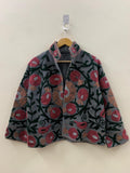 Grey TNT Fabric Suzani Jacket | Boho Coat| Gift For Her| Suzani Embroidery Jacket | Winter Wear Coat | Women's Coat | Suzani Short Jacket