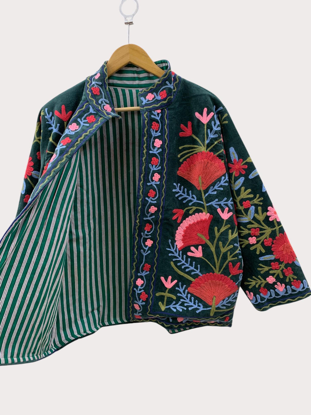 Velvet Suzani Jacket | Hand Embroidered Uzbek Coat | Boho Duster Jacket | Winter Statement Outerwear | Gift for Her