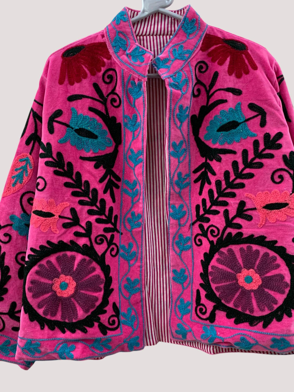 Suzani Velvet Short Jacket | Indian Suzani Embroidery Jacket | Winter Wear Women's Jacket Coat | Suzani Coat | Gift For Her |Duster Jacket