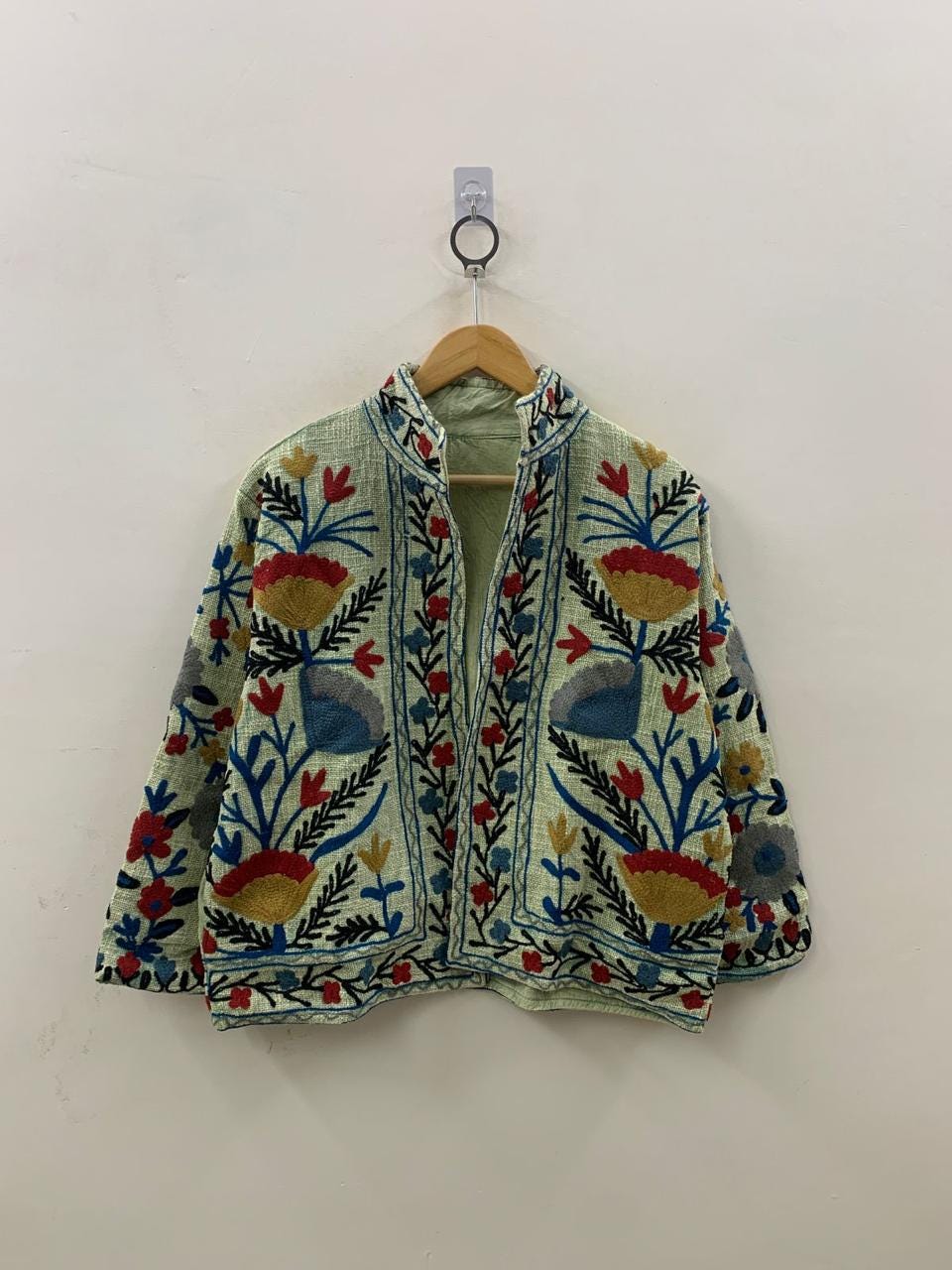 Green TNT Fabric Suzani Jacket | Street Jacket | Gift For Her| Suzani Embroidery Jacket | Winter Wear Coat | Women's Coat | Suzani Jacket