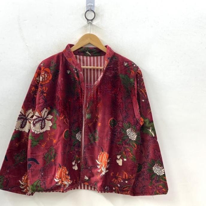 Boho Vintage Printed Velvet Short Jacket – Style Cropped Jacket –Soft Luxe Velvet Outerwear –Fall & Winter Fashion –Festival or Evening Wear