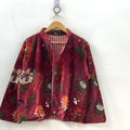 Boho Vintage Printed Velvet Short Jacket – Style Cropped Jacket –Soft Luxe Velvet Outerwear –Fall & Winter Fashion –Festival or Evening Wear