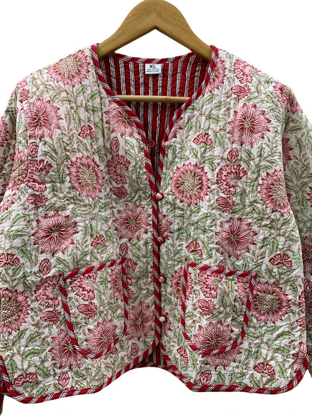 Floral Cotton Quilted Cropped Jacket |Women's Outerwear | Printed Lightweight Cropped Jacket | Spring Jacket |Bomber Jacket | Gift For Her |