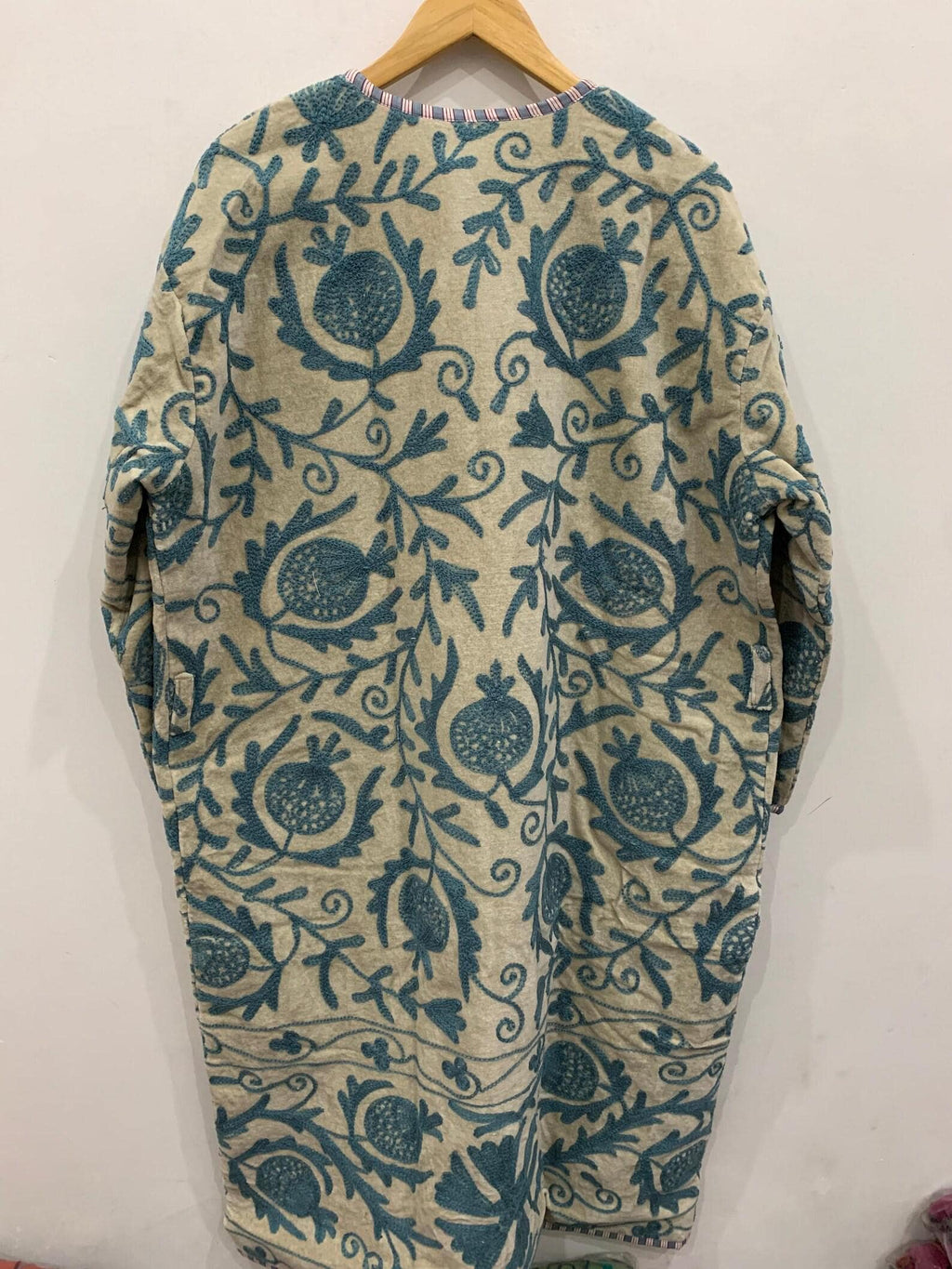 Bohemian Long Suzani Kimono Robe | Vintage Embroidered Duster Jacket | Handmade Uzbek Coat | Boho Festival Outfit | One Size | Duster Robe