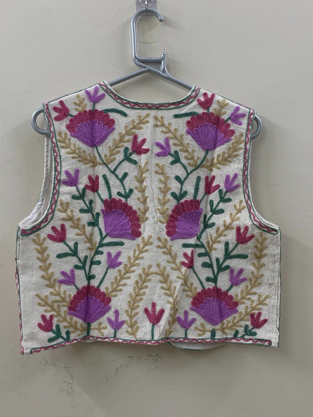 Handmade Suzani Embroidered Cotton Vest | Boho Floral Waistcoat Jacket | Vintage Uzbek Suzani Vest | Bohemian Festival Vest