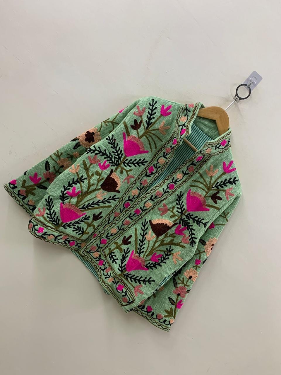 Green Suzani TNT Short Jacket | Suzani Embroidery Jacket | Winter Women's Jacket