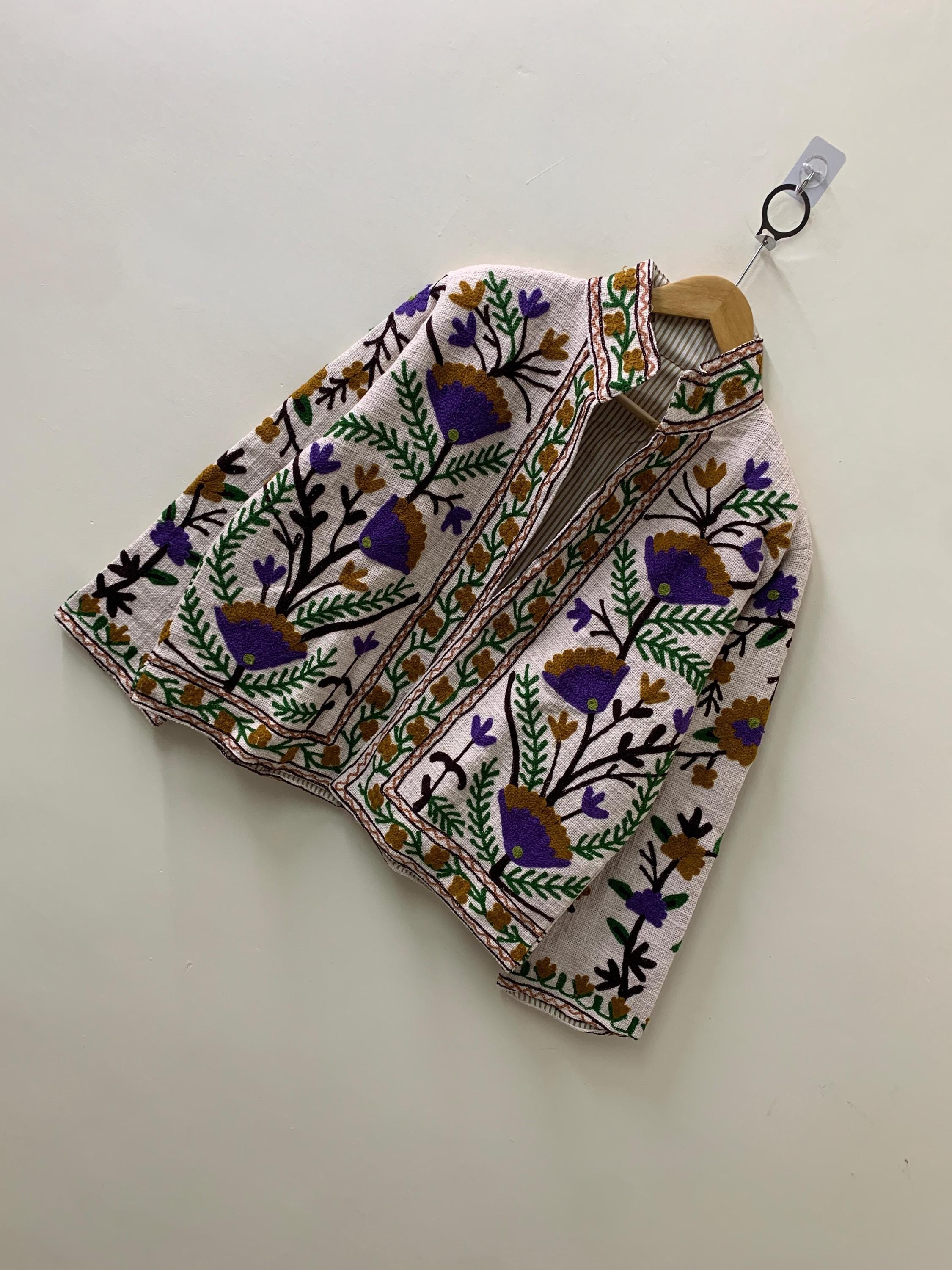 Floral Suzani TNT Fabric Short Boho Jacket | Long Sleeve Button Winter Coat | Short Jacket | Spring Bomber Jacket | Gift For Her | TNT Coat
