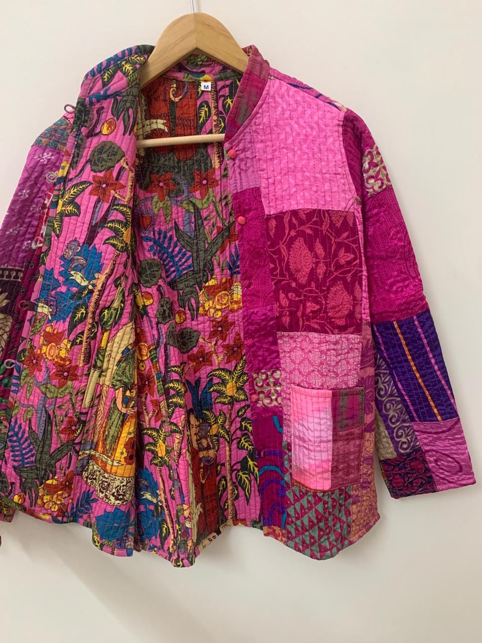 Handmade Silk Patchwork Jacket | Quilted Short Coat | Vintage Fabric Button-Up Jacket | Colorful Festival Outerwear | Bohemian Silk Jacket