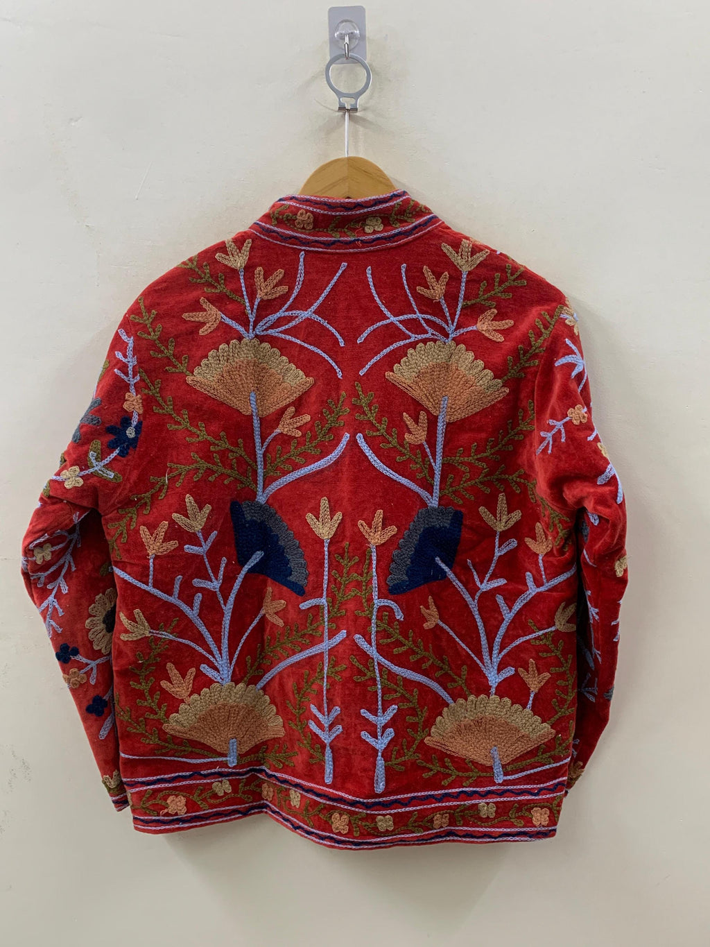 Red Velvet Suzani Hand Embroidered Jacket | Kimono Jacket | Winter Jacket | Unisex Coat | Vintage Jacket | Warm Outerwear | Gift for Her