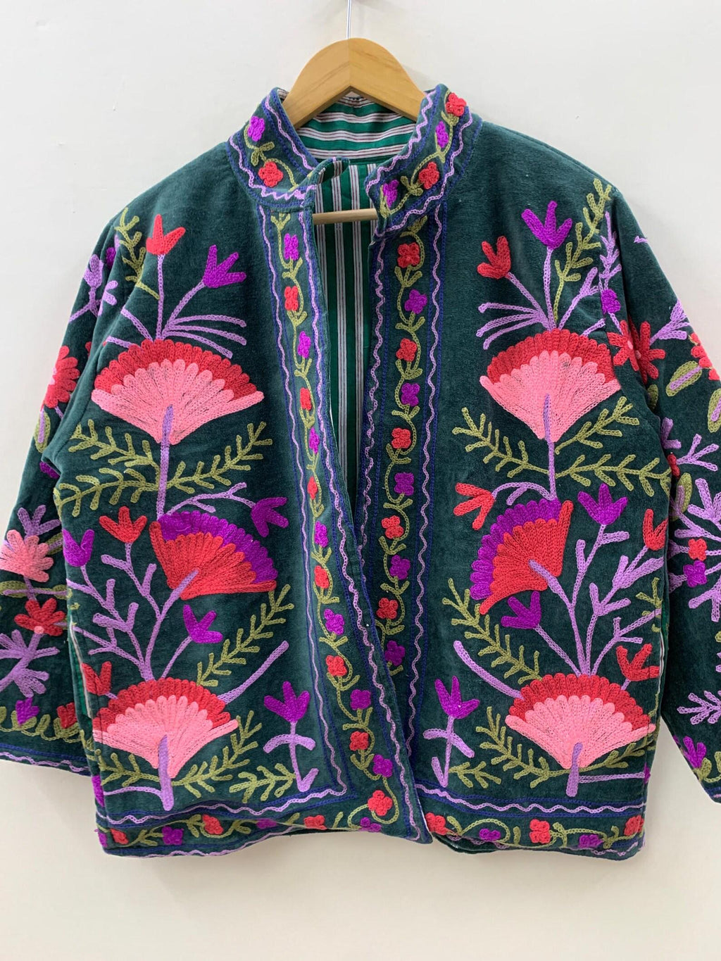 Handmade Velvet Embroidery Suzani Jacket | Boho Coat | Unisex Bridesmaid Coat | Winter Jacket | Kimono Robe, Duster Jacket, Gift For Her