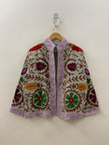 Embroidered Cotton Suzani Short Jacket – Tribal Festival Kimono Jacket |Gift For Her | Duster Jacket | Bomber Chic Coat | Spring Travel Coat