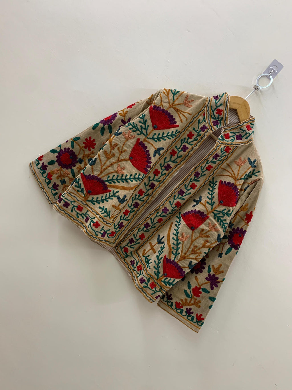 Hand Embroidered Suzani Short Velvet Jacket | Button Front Winter Outerwear | Short Jacket | Spring Jacket | Gift For Her |Velvet Coat