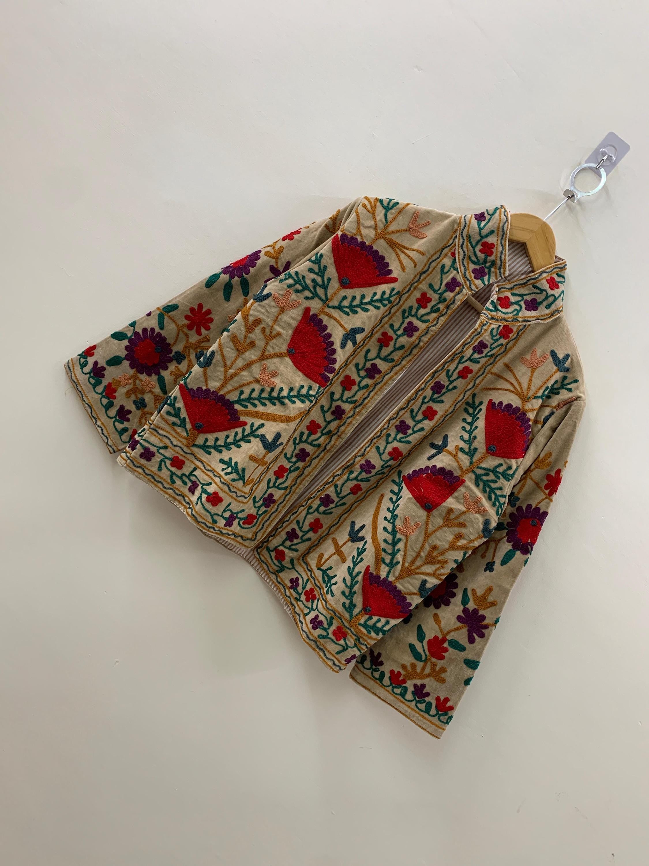 Hand Embroidered Suzani Short Velvet Jacket | Button Front Winter Outerwear | Short Jacket | Spring Jacket | Gift For Her |Velvet Coat