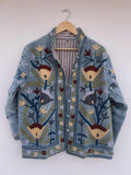Suzani Embroidered Velvet Winter Jacket | Handmade Short Festival Coat | Ethnic Bohemian Outerwear | Winter Kimono Jacket | Gift For Wife