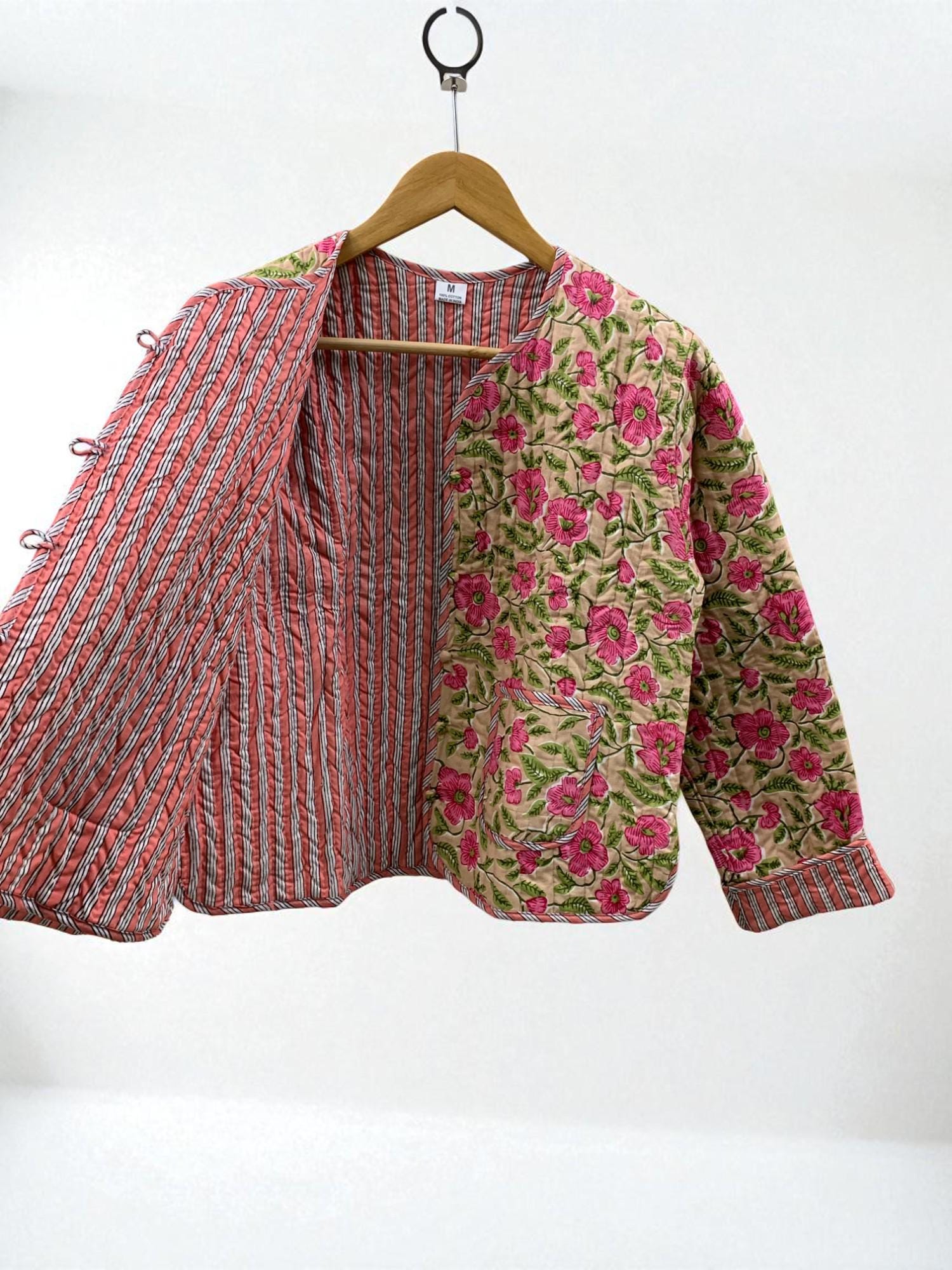 Floral Cotton Quilted Cropped Jacket |Women's Outerwear | Printed Lightweight Cropped Jacket | Spring Jacket |Bomber Jacket | Gift For Her |
