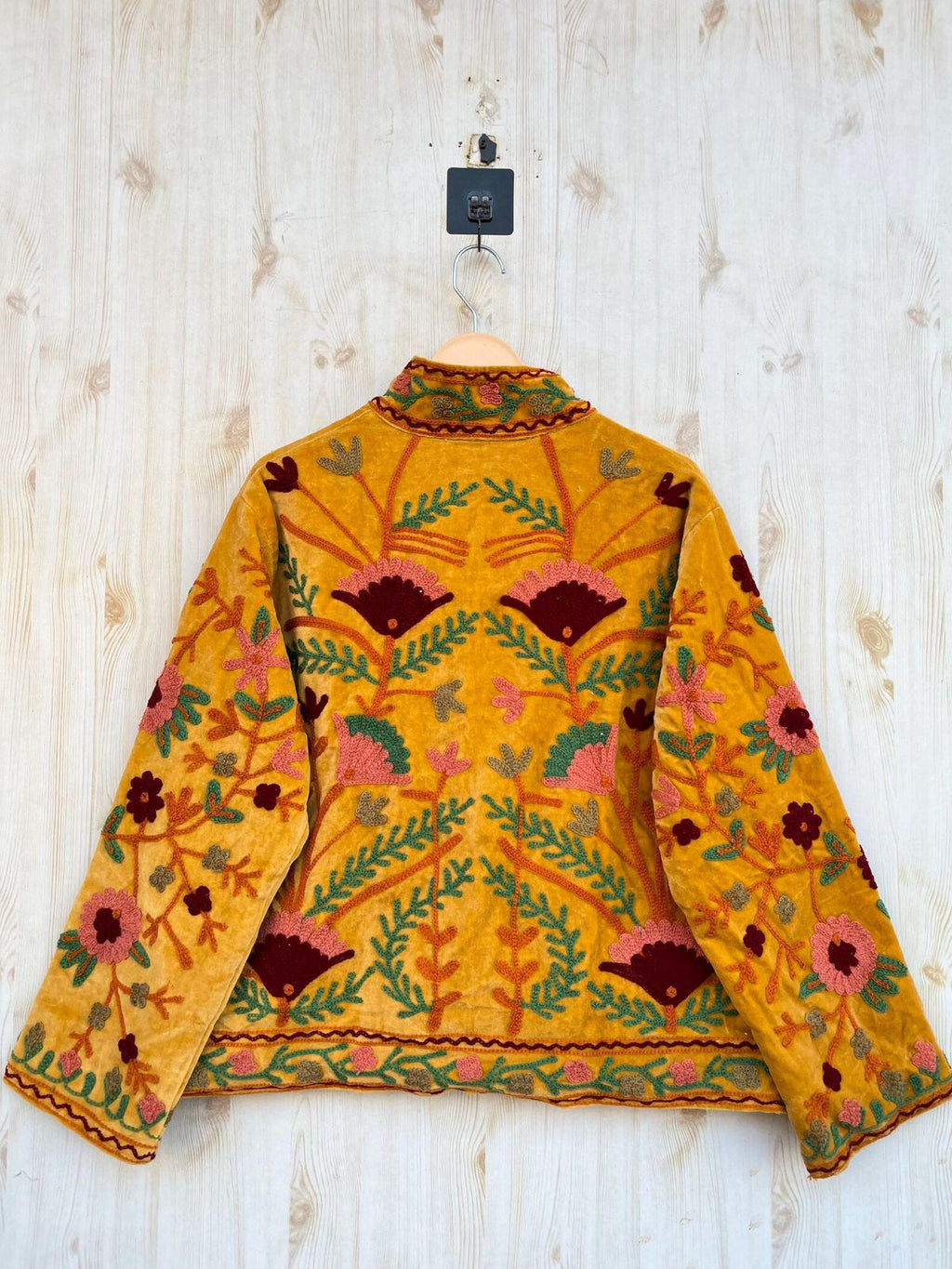 Suzani Embroidered Velvet Winter Jacket | Handmade Short Festival Coat | Ethnic Bohemian Outerwear | Winter Kimono Jacket | Gift For Wife