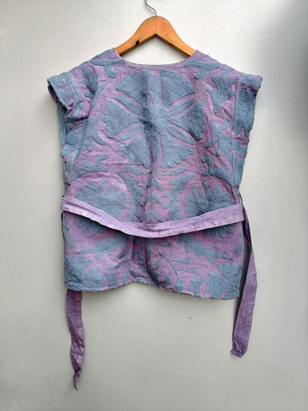 Velvet Suzani Embroidered Vest with Belt | Boho Festival Waistcoat | Handmade Ethnic Sleeveless Bohemian Jacket | Gypsy Style Vest
