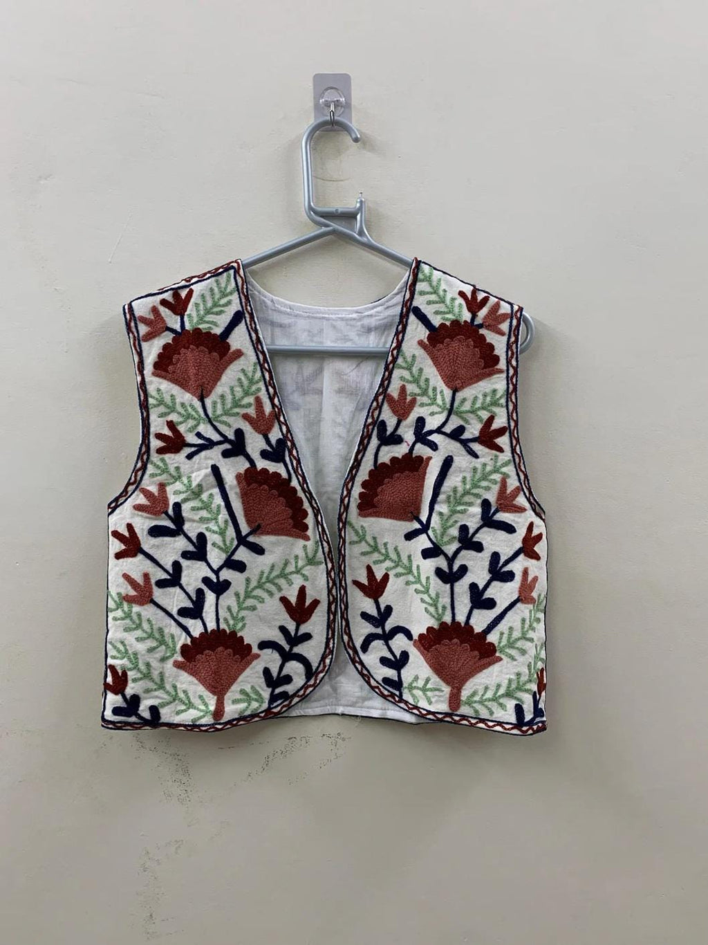 Vintage Suzani Embroidered Vest | Handmade Boho Floral Waistcoat | Uzbek Suzani Jacket | Festival Layering Vest | Gift for Her