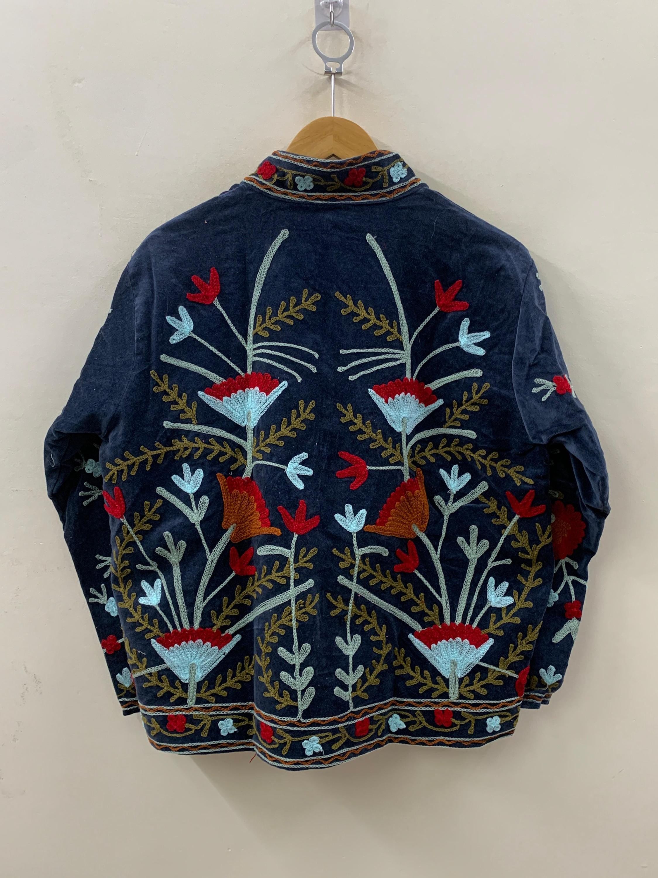 Suzani Embroidered Velvet Jacket | Kimono Style Jacket | Winter Coat | Boho Jacket | Unisex Outerwear | Vintage Ethnic Jacket |Gift For Her