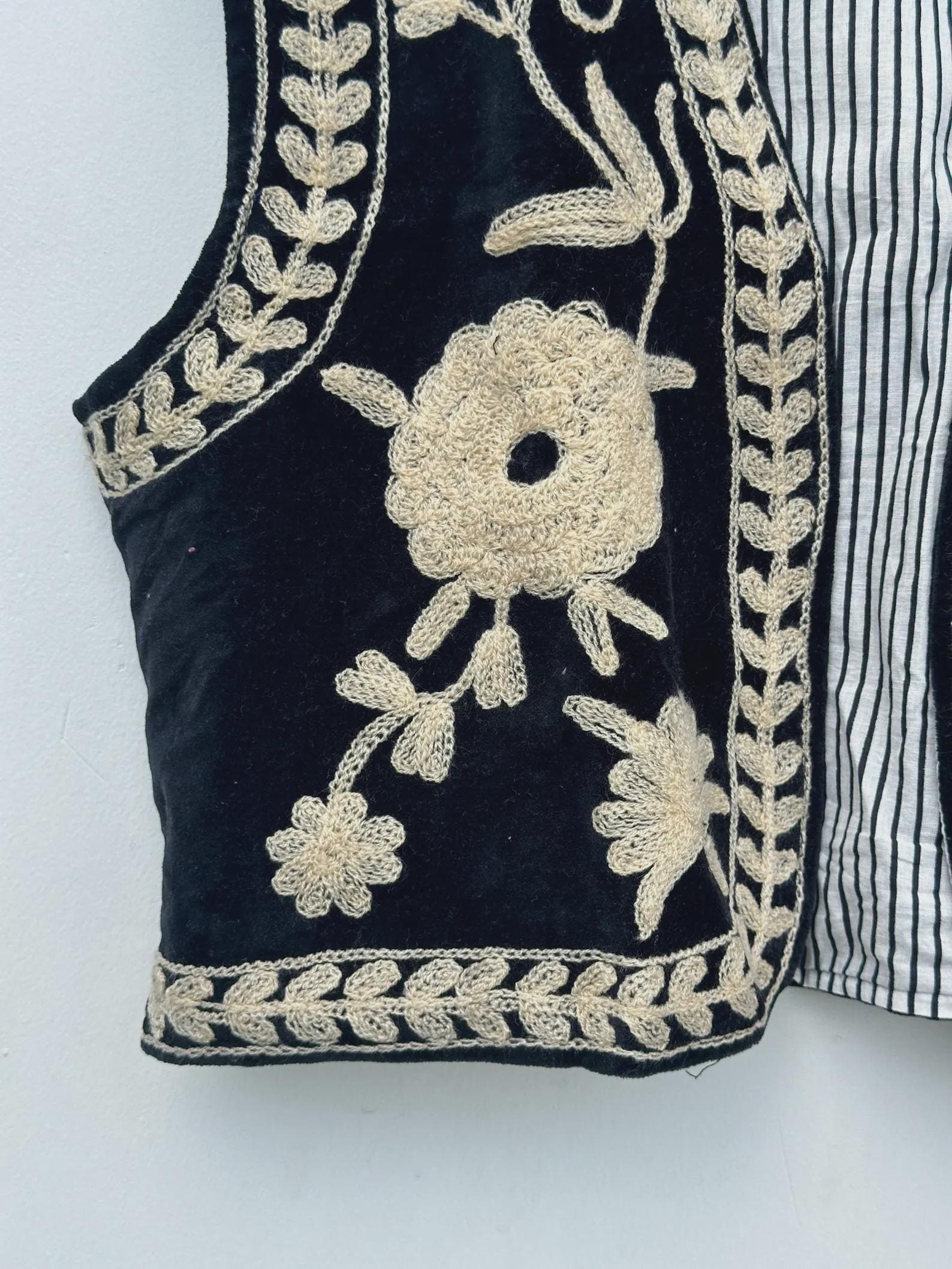 Black Velvet Boho Vest | Embroidered Indian Waistcoat | Handmade Ethnic Sleeveless Jacket | Cotton Lined Festival Vest | Gift for Her