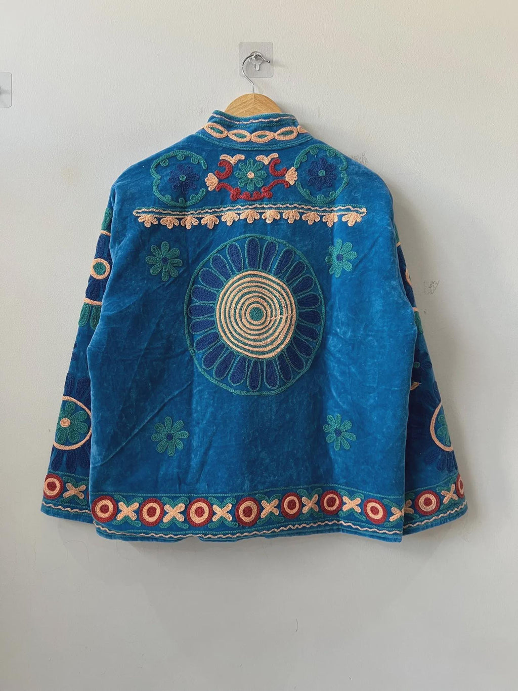 Velvet Suzani Hand Embroidered Jacket | Floral Tailored Jacket |Bomber Coat | Hippie Jacket | 70s Style Coat | Gift For Her |Winter Coat
