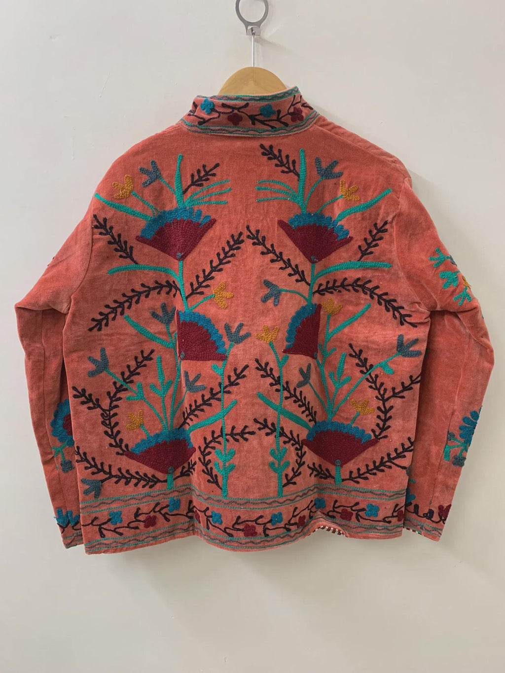Handmade Suzani Embroidered Velvet Winter Jacket | Ethnic Boho Festival Coat | Short Kimono Outerwear | Gift for Her