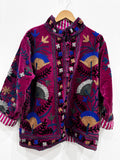 Velvet Suzani Embroidery Jacket Batton Coat, Winter Suzani Jacket, Velvet Kimono Coat, Suzani Coat, Outerwear, Travel Jacket, Gift For Her