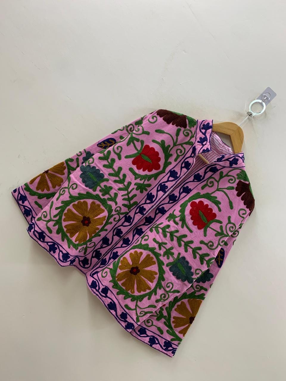 Pink Cotton Suzani Short Soft Jacket – Boho Festival Coat – Tribal Embroidered Outerwear | Spring Travel Coat | Summer Jacket | Gift For Her
