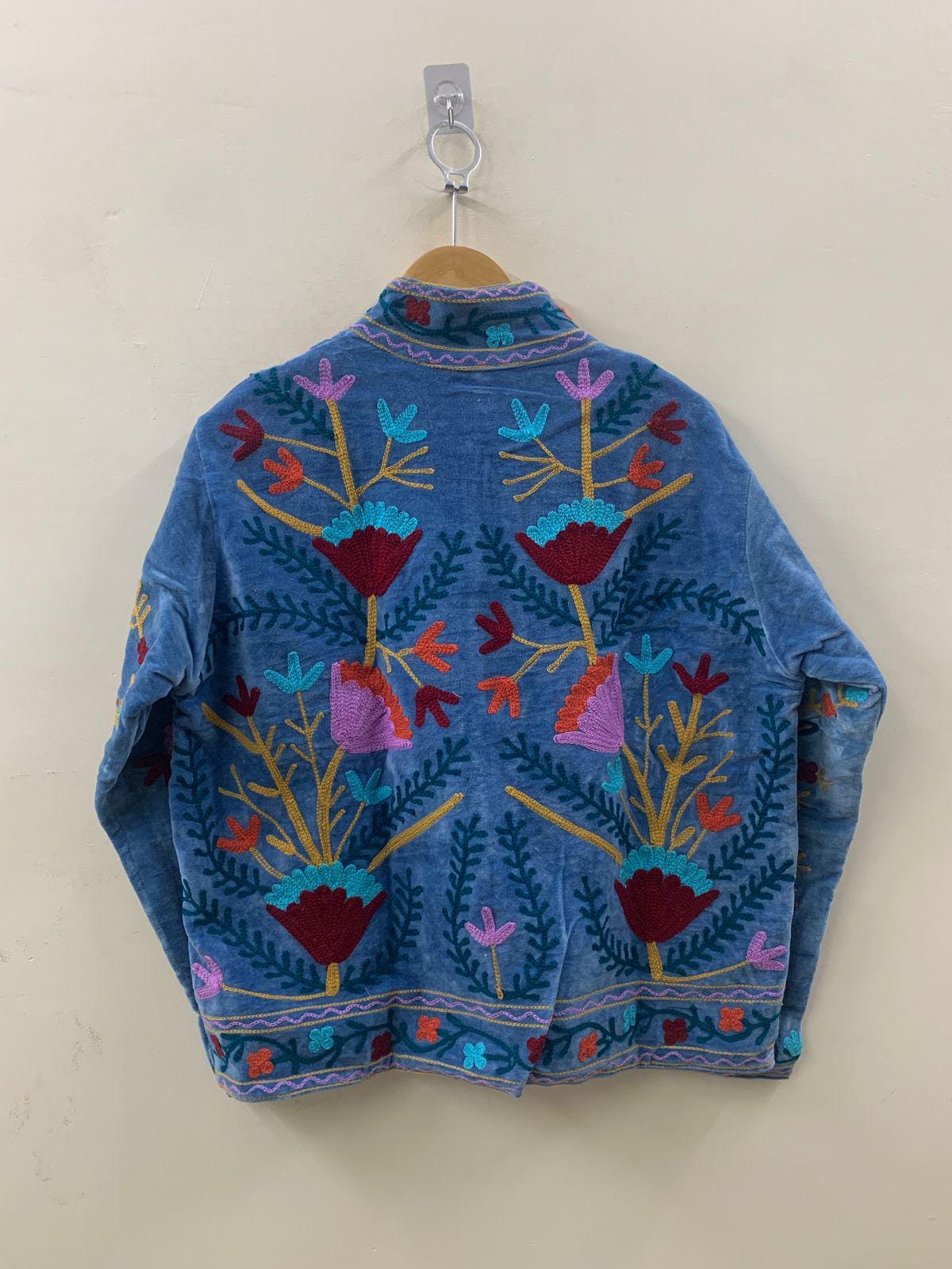 Velvet Suzani Embroidery Jacket for Women | Boho Embroidered Coat | Vintage Uzbek Suzani Jacket | Festival Wear Outerwear |  Gift For Her